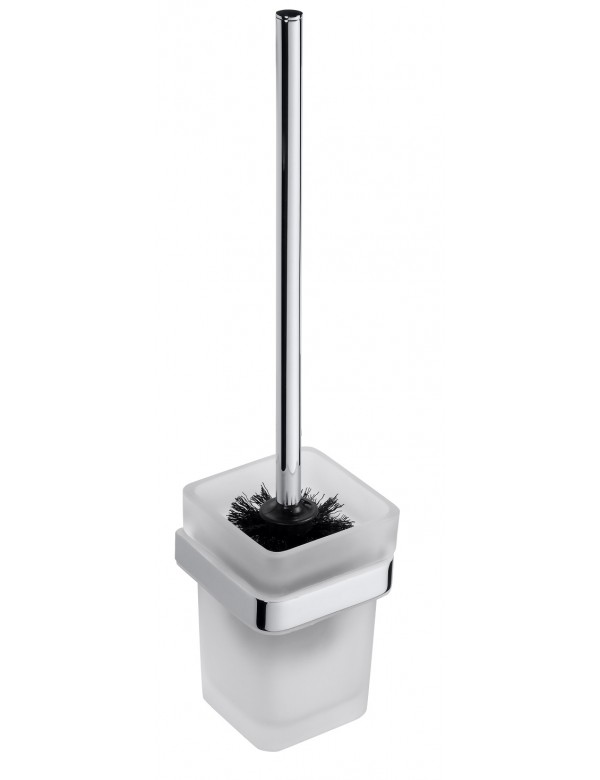 Goupillon de toilettes VIA en chrome et bol en verre 9,3 x 38,5 x12,7 cm Goupillon de toilettes VIA en chrome et bol en verre 9,3 x 38,5 x12,7 cm