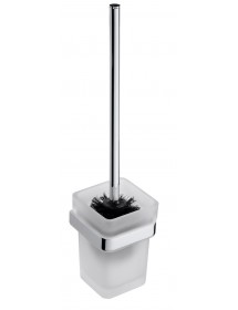 Goupillon de toilettes VIA en chrome et bol en verre 9,3 x 38,5 x12,7 cm