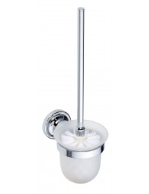 Goupillon de toilettes RETRO en laiton chromé, bol en verre 11x36x15 cm