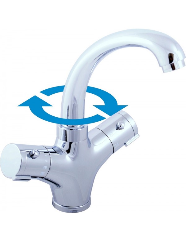 Mitigeur lavabo thermostatique en laiton chromé Mitigeur lavabo thermostatique en laiton chromé