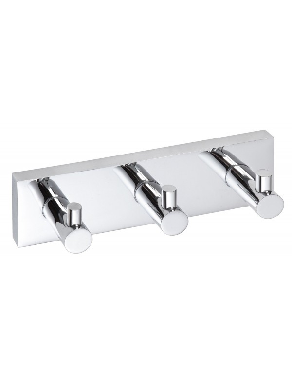 Patère triple murale en laiton chromé BETA 18,5 cm