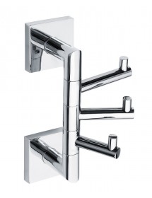 Patère triple murale pivotante BETA en laiton chromé 5,5 x19 x11 cm