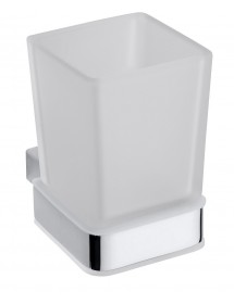 Porte-verre mural en chrome et en verre VIA 6,4 x10 x9,7 cm