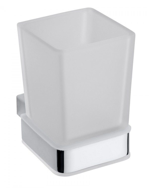 Porte-verre mural en chrome et en verre VIA 6,4 x10 x9,7 cm