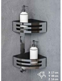 Porte objets d'angle double NOVELLINI en métal chromé Porte objets d'angle double NOVELLINI en métal chromé