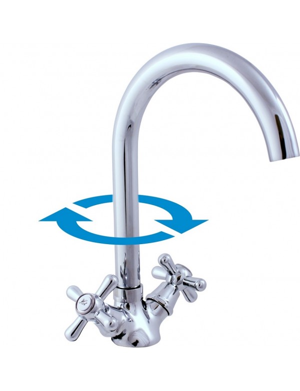 Mélangeur évier haut MORAVA bras rond pivotant en chrome H 19,7 cm