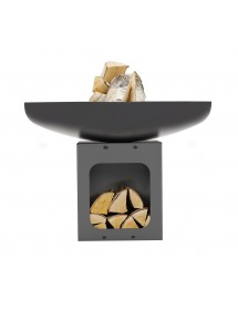 Brasero de jardin TONO 60 cm avec range bois en acier