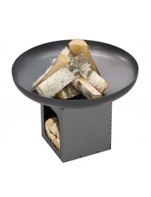 Brasero de jardin TONO 60 cm avec range bois en acier
