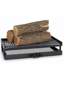 Grille de foyer en fonte avec bac à cendres 52x31x12 cm