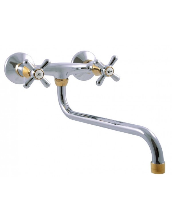 Mélangeur évier MORAVA pivotant en chrome-or Mélangeur évier MORAVA pivotant en chrome-or