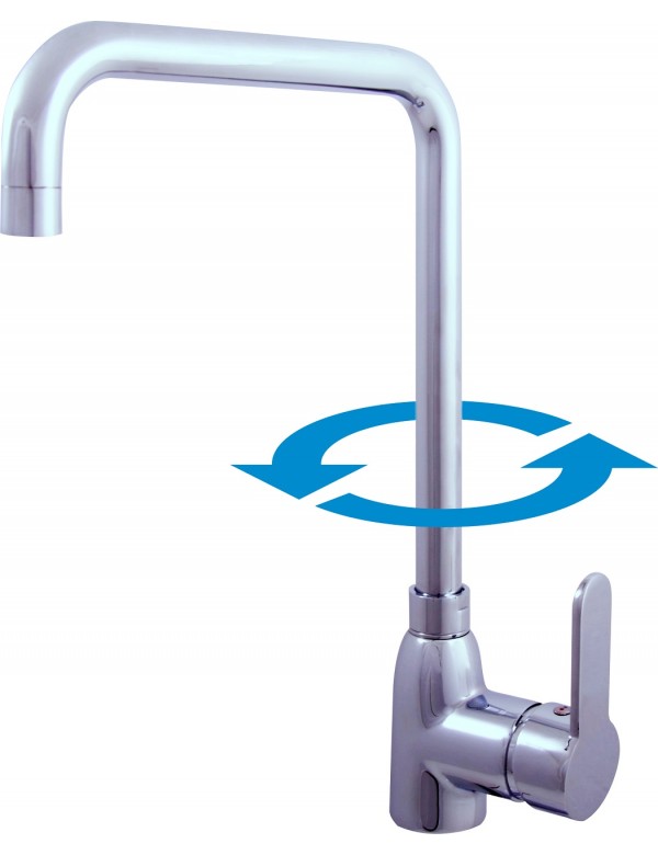 Mitigeur évier bec carré ZAMBEZE pivotant en chrome Mitigeur évier bec carré ZAMBEZE pivotant en chrome