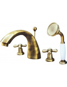 Mélangeur baignoire 4 trous avec inverseur MORAVA RETRO en laiton bronze