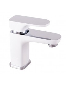 Mitigeur lavabo YUKON en laiton chromé blanc