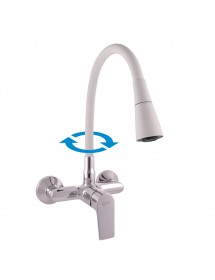 Mitigeur évier flexible blanc à mémoire de forme COLORADO H. 32,3 cm