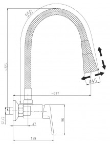 Mitigeur évier flexible blanc à mémoire de forme COLORADO H. 32,3 cm