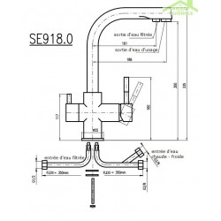 Mitigeur évier SEINA avec séparateur d'eau potable et d'usage H.33,5 cm