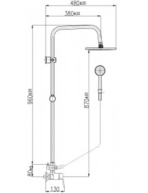 Colonne de douche COLORADO avec pommeau en laiton doré H. 116 cm