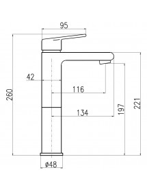 Mitigeur lavabo haut COLORADO en laiton noir doré H. 26 cm