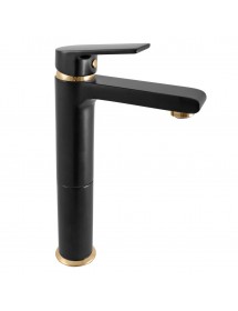 Mitigeur lavabo haut COLORADO en laiton noir doré H. 26 cm
