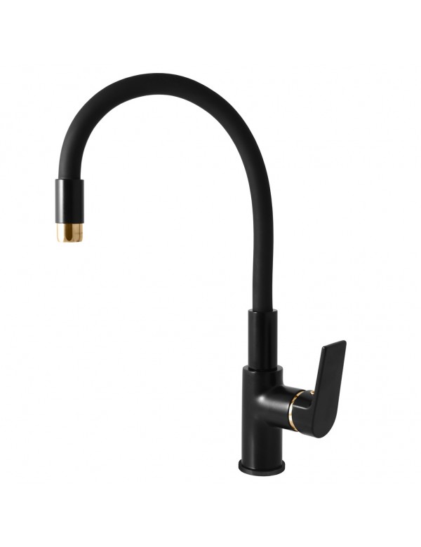 Mitigeur évier à mémoire de forme en laiton noir doré COLORADO H. 36 cm