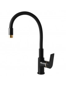 Mitigeur évier à mémoire de forme en laiton noir doré COLORADO H. 36 cm