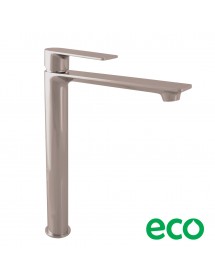Mitigeur lavabo haut NIL en laiton métal gris brossé sans siphon H. 26,1 cm