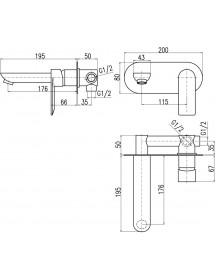 Mitigeur lavabo mural NIL en laiton chromé