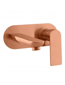 Mitigeur lavabo mural NIL en laiton rose gold brossé