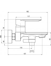 Mitigeur baignoire mural NIL en laiton chromé