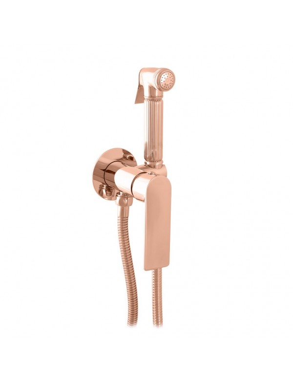 Mitigeur bidet mural NIL en laiton rose gold poli avec arrêt sur la douchette