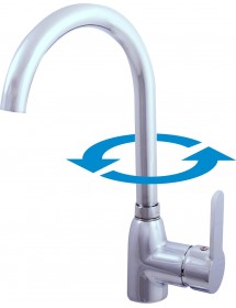 Mitigeur évier ZAMBEZE pivotant bec rond en laiton chromé