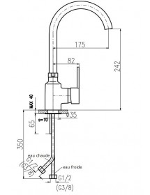 Mitigeur évier ZAMBEZE pivotant bec rond en laiton chromé