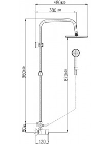 Colonne de douche NIL en laiton rose gold poli H. 116 cm