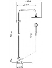 Colonne de douche NIL en laiton métal gris brossé H. 116 cm