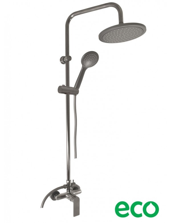 Colonne de douche NIL en laiton métal gris brossé H. 116 cm