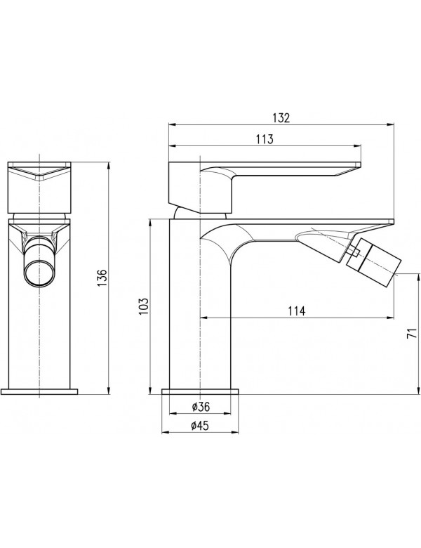 Mitigeur bidet à poser NIL en laiton doré brossé sans siphon