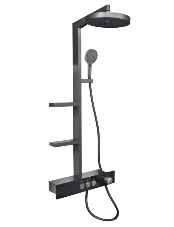 Colonne de douche NIL en laiton métal gris avec étagères H. 114 cm