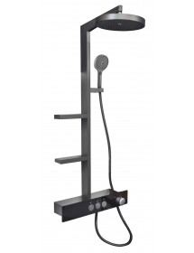 Colonne de douche NIL en laiton métal gris avec étagères H. 114 cm