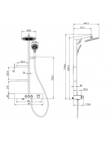 Colonne de douche NIL en laiton métal gris avec étagères H. 114 cm