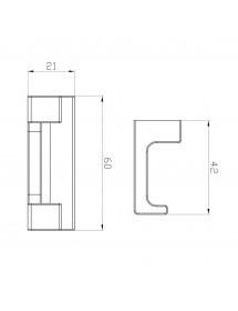 Patère double rétro NIL en laiton métal gris brossé 6x4,2x2,1 cm