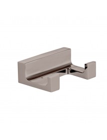 Patère double rétro NIL en laiton métal gris brossé 6x4,2x2,1 cm