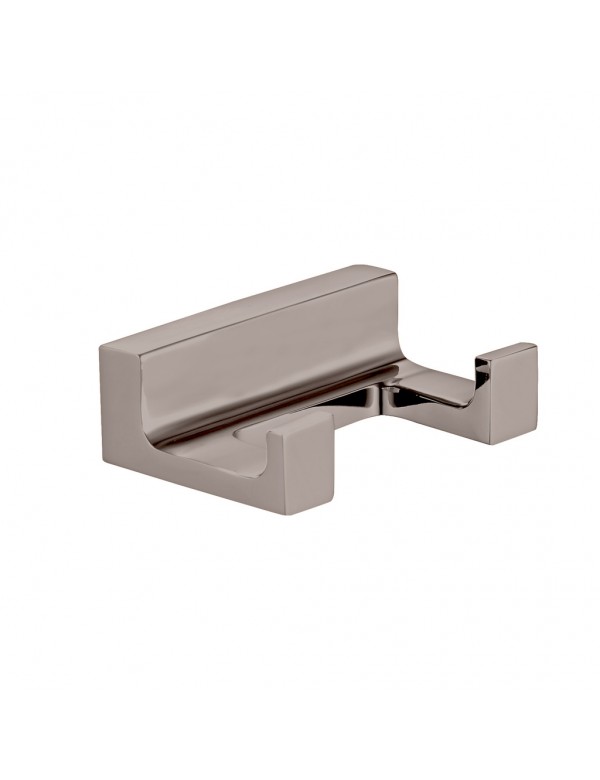 Patère double rétro NIL en laiton métal gris brossé 6x4,2x2,1 cm Patère double rétro NIL en laiton métal gris brossé 6x4,2x2,1 cm