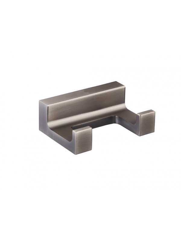 Patère double rétro NIL en laiton métal gris 6x4,2x2,1 cm Patère double rétro NIL en laiton métal gris 6x4,2x2,1 cm
