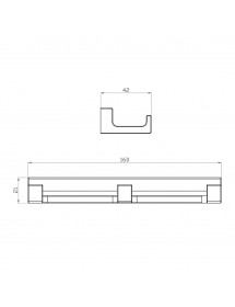 Patère triple rétro NIL en laiton métal gris brossé 16x4,2x2,1 cm