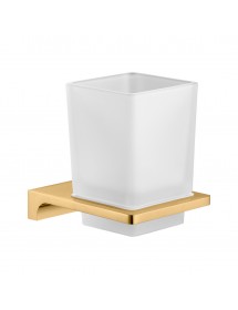 Porte-verre rétro NIL en verre et laiton doré brossé 10x6,35x9,7cm