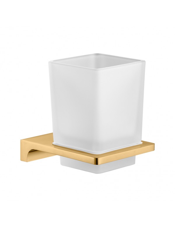 Porte-verre rétro NIL en verre et laiton doré brossé 10x6,35x9,7cm Porte-verre rétro NIL en verre et laiton doré brossé 10x6,35x9,7cm