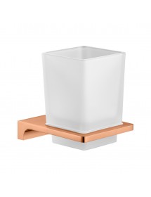 Porte-verre rétro NIL en verre et laiton rose gold brossé 10x6,35x9,7cm