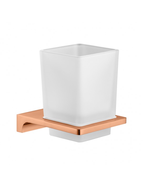 Porte-verre rétro NIL en verre et laiton rose gold brossé 10x6,35x9,7cm Porte-verre rétro NIL en verre et laiton rose gold brossé 10x6,35x9,7cm