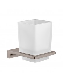 Porte-verre NIL en verre et laiton gris métal poli 10x6,35x9,7cm