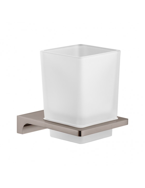 Porte-verre NIL en verre et laiton gris métal poli 10x6,35x9,7cm Porte-verre NIL en verre et laiton gris métal poli 10x6,35x9,7cm